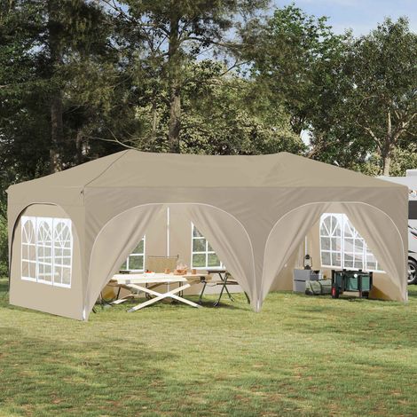 vidaXL Tenda per feste a pop-up 575 x 288 x 245 cm Crema