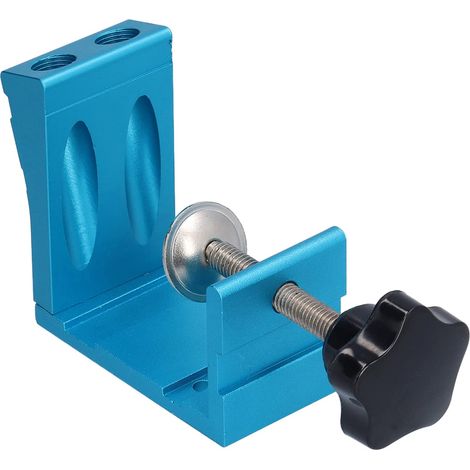 Kit di dime per foratura, set di posizionatori per fori obliqui a 15°, kit di dime per fori a tasca in lega di alluminio, accessorio per la lavorazione del legno, blu (1/5)