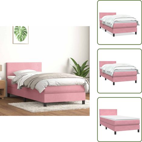 Boxspringbett mit Matratze Rosa 80x220 cm Samt - Boxspringbett - Boxspringbetten - Bett - Betten (1/5)