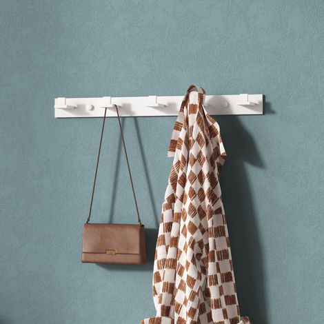 Mai & Mai Porte Manteaux Mural en Acier Inoxydable pour Salle de bain Cuisine Chambre Entrée Accroche Serviette Crochet L Patère Murale Anti-chute Blanc Mat 460×58,5×40 MM Stalo-07 (1/5)