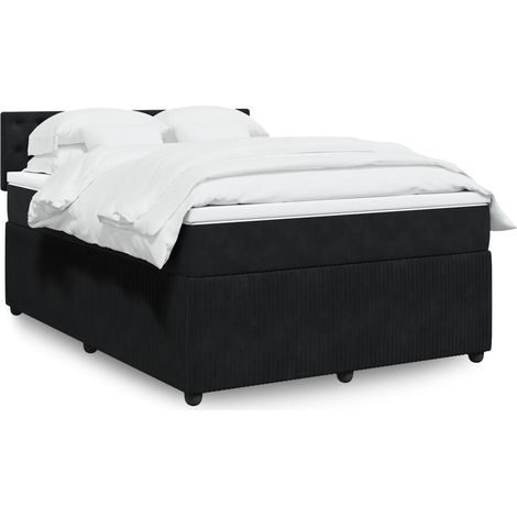 vidaXL Giroletto a Molle con Materasso Nero 140x200 cm in Velluto (1/5)