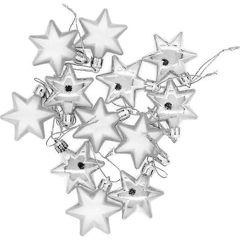Lot de 48 boules de Noël décoratives en forme d'étoile, incassables et à suspendre. (1/5)