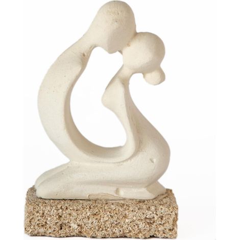 Lupia - Bomboniera Statuetta AMORINI INSEPARABILI BACIO Piccola in Pietra Leccese salentina scultura decorativa soprammobile misure 12x9 cm (1/3)