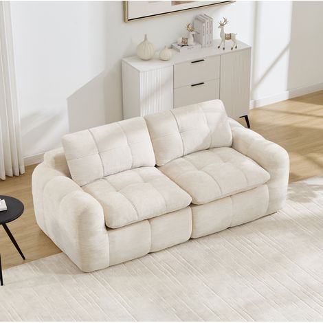 Canapé modulable 194x97x68 cm en chenille beige, 2 places, sans montage pour salon – MEUBLIV (1/5)