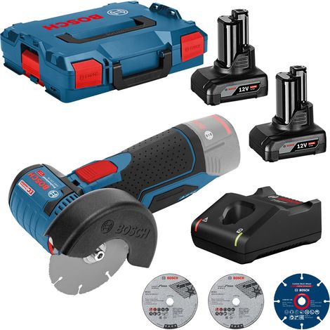 Bosch Akku-Winkelschleifer GWS 12V-76 Ø 76 mm / 2x 4,0 Ah Akku + Ladegerät in L-Boxx