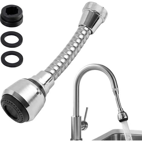 Flexible Jet Breaker for Kitchen Sink in Black Chrome-Plated Brass, Universal Aerator Shower Head for Kitchen Taps with Water Saver and Impurity Filter, Easy Cleaning and Water Saving (1/5)