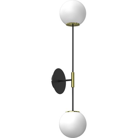 Applique murale noire/or 2 globes E27 2x15W Luminex