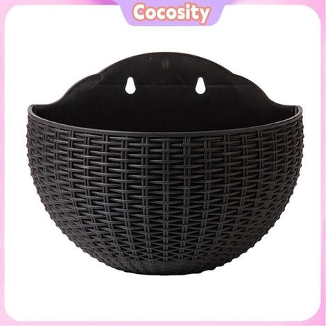 Cocosity Pot de fleurs mural Pot de fleurs suspendu mural en rotin imitation, Pot de fleurs semi-circulaire mural piscine jardin (1/5)