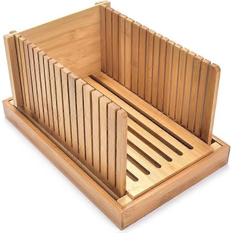 Guide de Découpe pour Pain en Bambou Pliable - Trancheuse à Pain, Gâteau et Bagel (1/4)