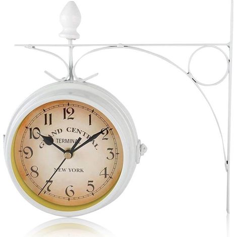 Horloge murale vintage, horloge à double face pour décoration intérieure/extérieure, 21,8 cm (8,6 pouces) (1/5)