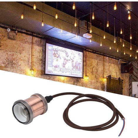 Douille de lampe rétro pour lustre, douille suspendue en alliage d'aluminium, culot à vis E27 avec cordon, base pour plafonnier LED, rouge antique. (1/5)