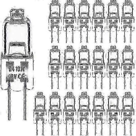 Lot de 20 ampoules halogènes G4 10 W 12 V – Ampoules capsules blanc chaud pour lustres, suspensions et luminaires (1/5)