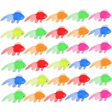 30 Pieces Artificial Floating Fish Neon Stretchy Soft Rubber Small Decorative Artificial Fish for Aquarium Cat Toys Party Gifts (1/5)