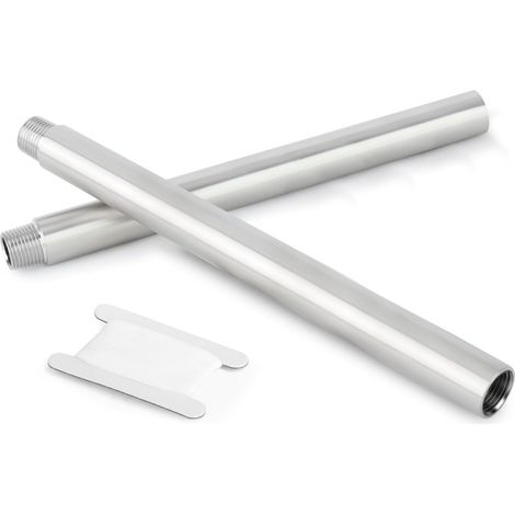 2 pièces 50mm 1 "x 1" mâle BSP Mamelon Tuyau coulé 304 raccords de tuyauterie en Acier Inoxydable 300mm 1/2"M-1/2"F (1/5)