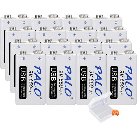 Batería recargable, capacidad de 650 mAh, carga USB, 16 unidades de 9 V (1/2)