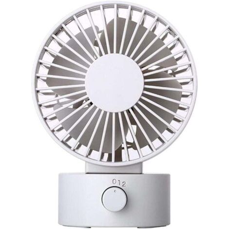 Mini ventilateur de bureau USB, conception silencieuse à double lame, 2 vitesses de vent, alimentation en air à 30 degrés (blanc) (1/4)