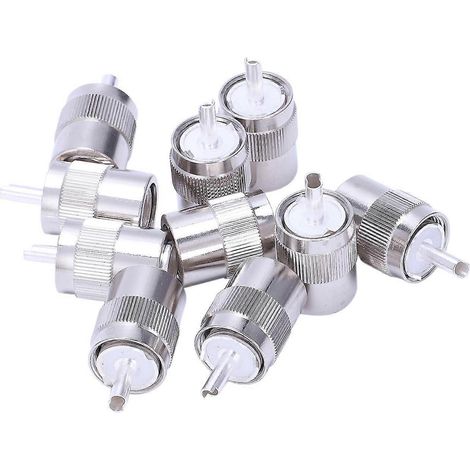 Lot de 10 connecteurs UHF mâles PL259 à souder, RG8, RG213, LMR400, câble 7D-FB argenté (1/5)