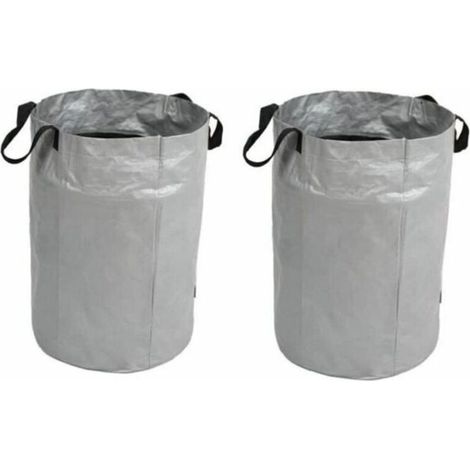 Sac poubelle de jardin réutilisable Feuilles épaisses 2 pièces Argent Extérieur