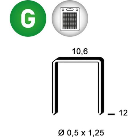 1 440 Agrafes Pf-12 Galvanisées - 10.6x12x0.5x1.25 mm - D-Work