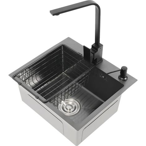 40x45CM granit évier encastré évier de cuisine avec siphon évier robinet de cuisine (1/5)