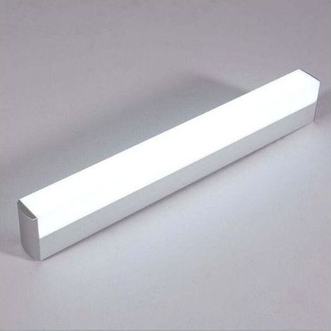 Quadratische Wandleuchte für Badezimmerspiegel mit geschlossenem Schirm aus Edelstahl und Acryl, Schminktischbeleuchtung, energiesparend, helle LED – 55 cm, Licht (1/4)