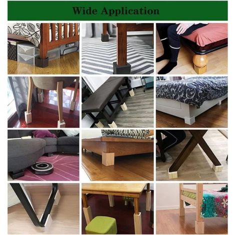 Lot de 4 Élévateurs de Meubles Rehausseurs de Meubles en Bois, Lit de Bureau Riser Meubles Pieds de Levage Pieds jusqu'à, 5x5x5cm (1/4)