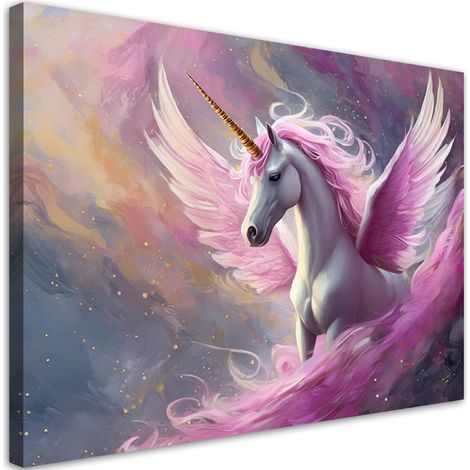 Tableau déco Licorne rose 60x40 (1/5)