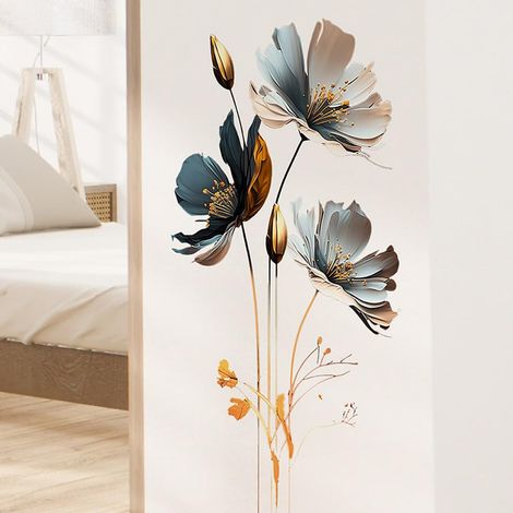 Stickers muraux floraux 3D à composer soi-même – Décoration murale amovible et imperméable pour la maison (Motif floral)