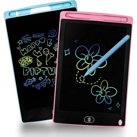tabletas de dibujo LCD mágicas de 8,5 pulgadas para niños, color rosa y azul, coloridas, borrables y reutilizables, con función de bloqueo, ideales para niñas y niños. (1/5)