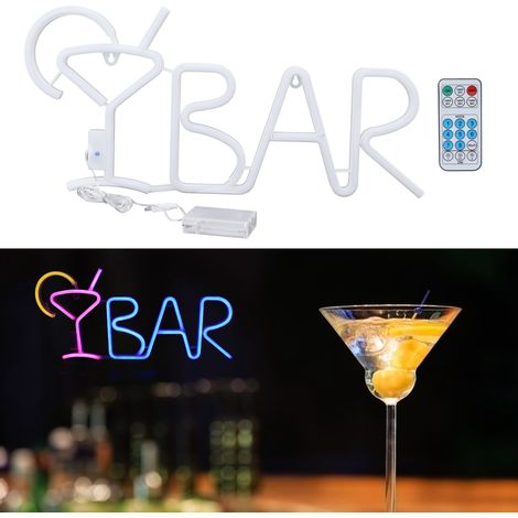 Lampe néon BAR LED, enseigne lumineuse à 8 modes d'éclairage avec télécommande pour bar à domicile et fêtes d'anniversaire - Type 5 (1/5)