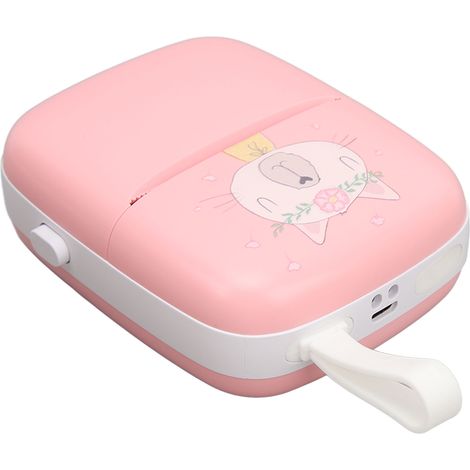 Mini imprimante rose à motif chaton de dessin animé pour photos et étiquettes, idéale pour le scrapbooking photo à domicile. (1/5)