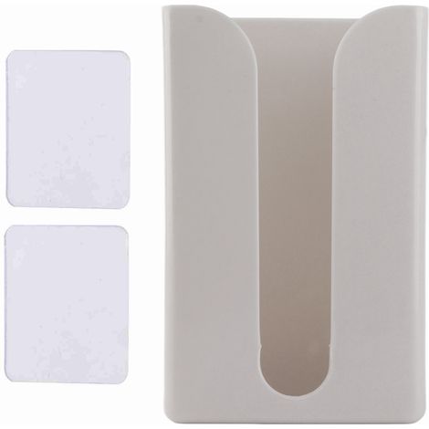 Portarrollos de papel higiénico de doble uso con superficie adhesiva – montaje sin taladro para mesa/pared – ABS gris, 12 x 8 x 19 cm – 2 tiras adhesivas incluidas (1/5)
