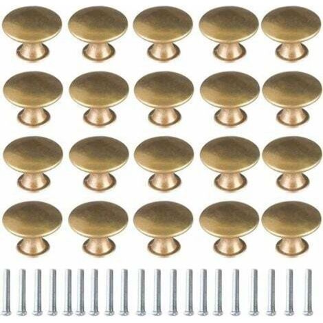 Bouton de Porte Laiton 20 Pièces Vintage Laiton Poignées Boutons de Meuble Boutons Porte de Tiroir Poignée de Meuble Bouton de Meuble Vintage pour Tiroir Armoire Meuble Cuisine de Placard (1/4)