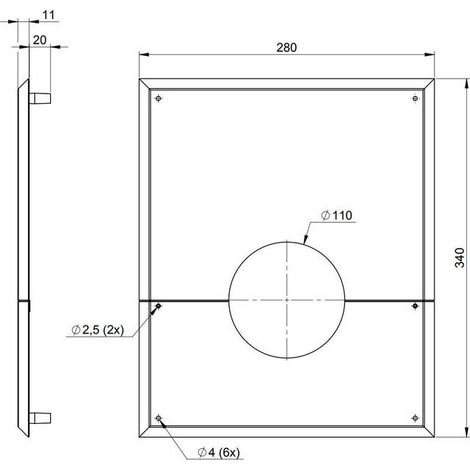 ATEC Wandblende m.Hinterlüftung DN 110 für raumluftabhängigen Betrieb 280x340mm, 3330 (1/2)
