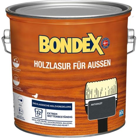 Bondex Holzlasur 2,5 L anthrazit Holzschutzlasur (1/4)
