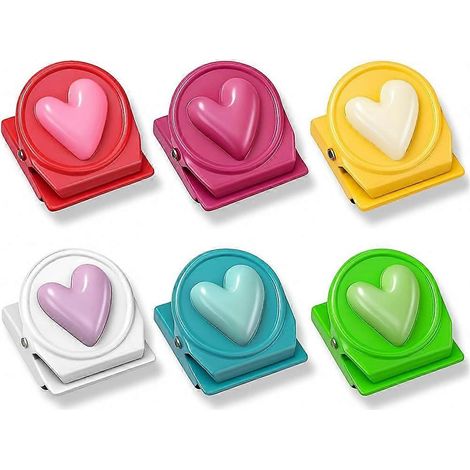 Lot de 12 aimants de réfrigérateur colorés en forme de cœur, pour la salle de classe, la cuisine ou le bureau (multicolores). (1/5)