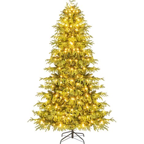 Albero di Natale pre-illuminato 210cm, 370 luci LED bianco caldo e base pieghevole (1/3)