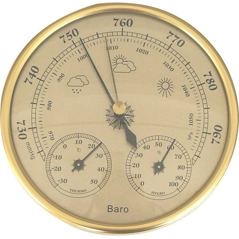 Barometer, Wetterstation mit Barometer und Thermometer/Hygrometer, 3-in-1-Wandwetterstation (analog) für den Innen- und Außenbereich