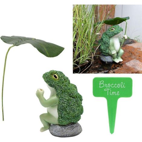 Sculpture décorative de grenouille, grenouille d'étang, grenouille en chou-fleur, décoration en résine (1/4)