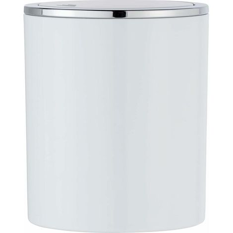 Mini Bathroom Bin Trash Can with Lid 2L Inca White Premium Plastic Ø5.5 x 6.6. (1/5)