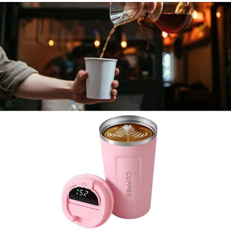 Tasse à café portable isotherme en acier inoxydable 304 avec affichage intelligent de la température, style épuré, rose pur, 2e génération, 380 ml (1/5)