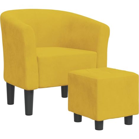 Poltrona lounge seduta comoda dal design moderno con poggiapiedi in velluto giallo DEC026425