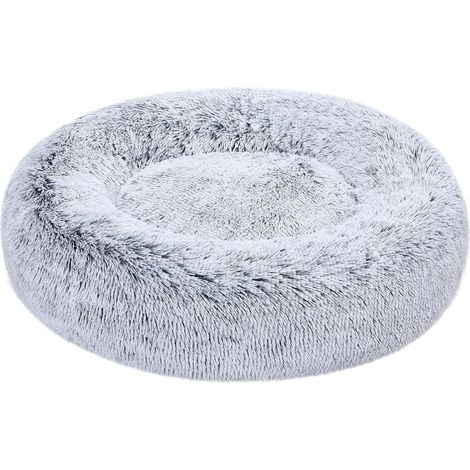 Cama para mascotas reforzada de piel sintética, suave, con forma de rosquilla, apta para perros, lavable a máquina, 70 cm, gris. (1/5)