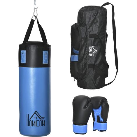 Sacco da Boxe da Appendere 3 Strati con Guantoni e Borsa Trasporto, Bleu