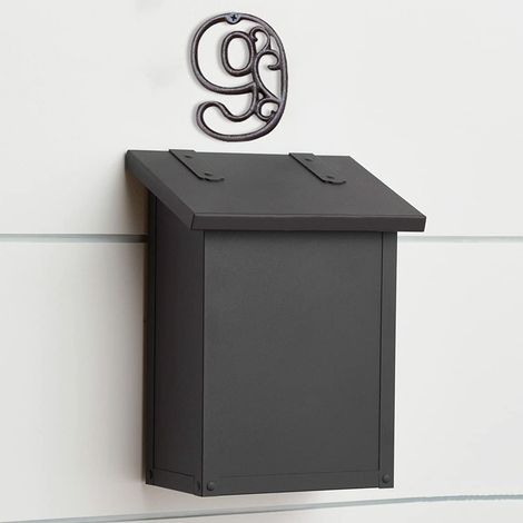 JSSEVN-Letrero moderno de hierro fundido para exteriores con números de casa, número de puerta de estilo retro, número de dirección para cafetería o bar (Número 9). (1/3)