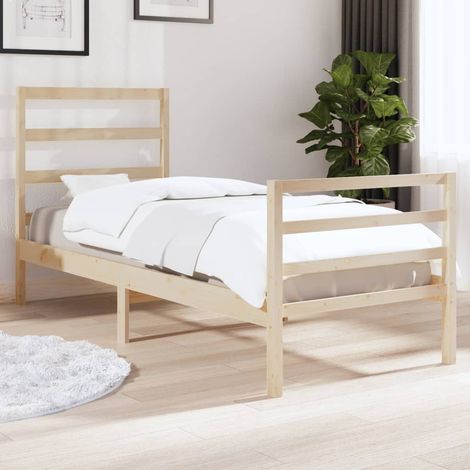 Bed Frame without Mattress Solid Wood Single vidaXL (1/5)