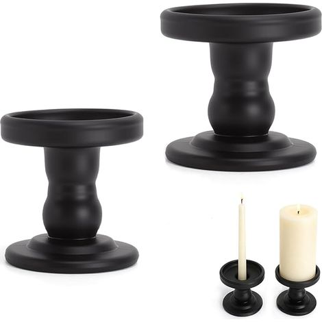 Porte-Bougie Bougies Piliers et Chandelles Chandelier Noir en Métal avec Verre Coupelle et Support Bougie pour Décoration de Table Salon Mariage Noël et Fête (1/5)