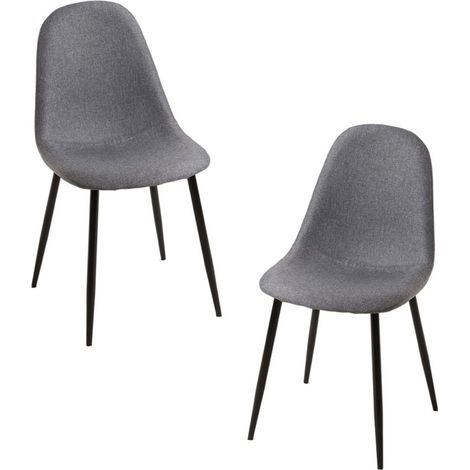 Packs Sillas Comedor - Pack 2 Sillas Black Teok Tela - Gris oscuro (1/5)