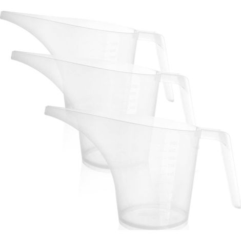 3x Trichterkanne – Gießkanne mit Ausguss – Transparenter Trichter – Messflasche zur Seifenherstellung (1000 ml)