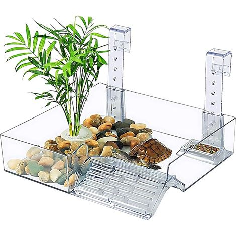 Hanging Turtle Rest Platform, Aquarium Accessories, L Transparent Turtle Rest Terrace, Aquatic Reptile Rest Platform, Adjustable, for Turtles, Small Reptiles (1/5)
